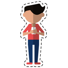 character messaging texting mobile cut line vector illustration eps 10