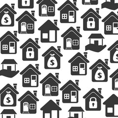 Fototapeta premium house with padlock real estate emblem vector illustration design