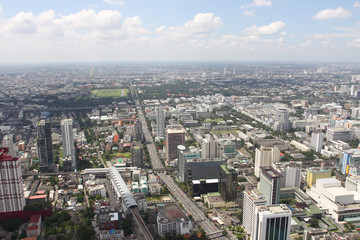 Fototapeta na wymiar Bangkok from height bird's-eye in the daytime
