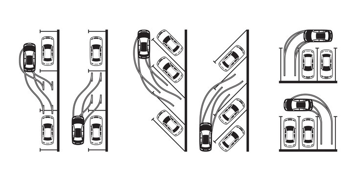 Different types of parking a car - vector illustration