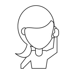 woman character communicating talk smartphone thin line vector illustration eps 10