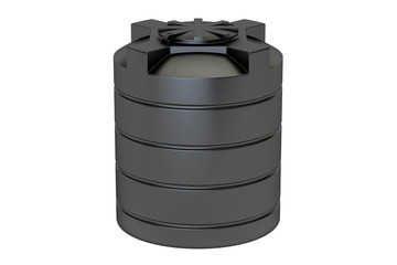 plastic black water tank closeup, 3D rendering