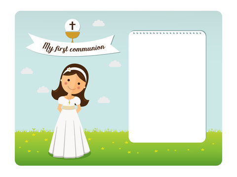 My first communion horizontal invitation with message