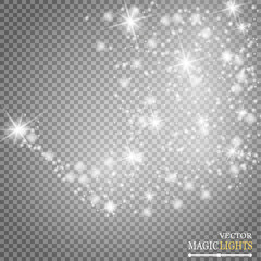 Fototapeta na wymiar Vector glowing stars, lights and sparkles. Transparent effects 