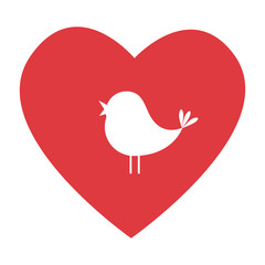 heart love with bird card icon vector illustration design