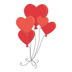 Fototapeta na wymiar balloons air hearts card vector illustration design