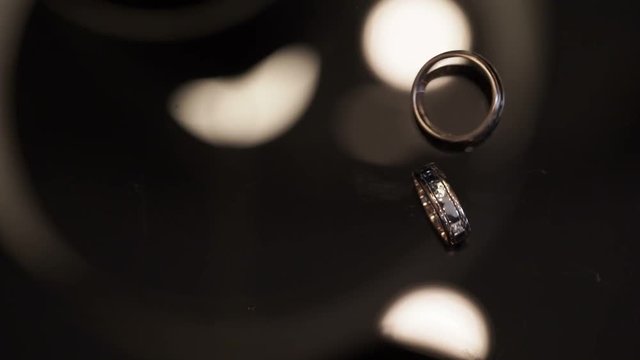 Wedding golden rings shot closeup
