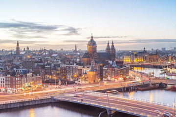 Amsterdam skyline - obrazy, fototapety, plakaty