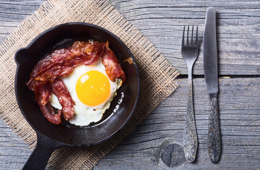 pan with fried eggs