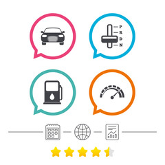 Transport icons. Tachometer and petrol station.