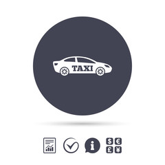 Taxi car sign icon. Sedan saloon symbol.