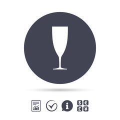 Glass of champagne sign icon. Alcohol drink.