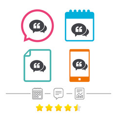 Chat Quote sign icon. Quotation mark symbol.
