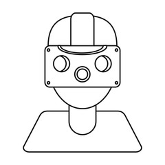 gamer with virtual reality augmented device thin line vector illustration eps 10