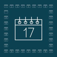 calendar sheet 17 date schedule line icon white on blue
