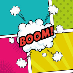 pop art boom text bubble speech color background vector illustration eps 10