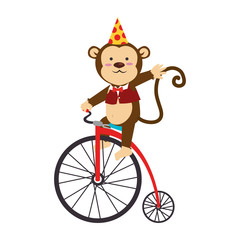 cute monkey circus animal vector illustration design