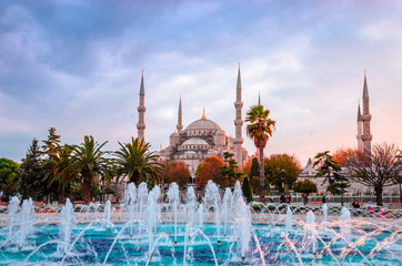 The Blue Mosque, (Sultanahmet Camii) in sunset, Istanbul, Turkey