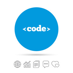Code sign icon. Programming language symbol.