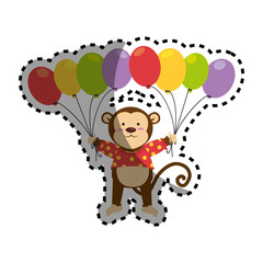 cute monkey circus animal vector illustration design