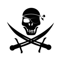 pirate skull symbol icon vector illustration design