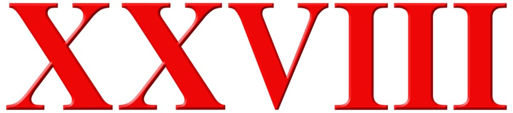 Roman numeral XXVIII, octo et viginti, 28, twenty eight, isolate