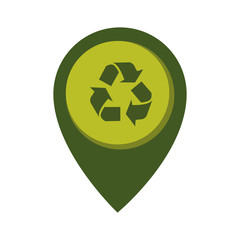map pointer with circle interior with recycling symbol vector illustration