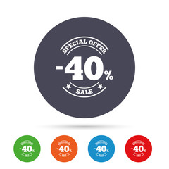 40 percent discount sign icon. Sale symbol.