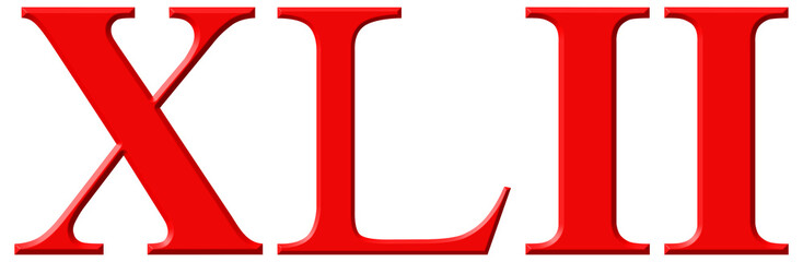 Roman numeral XLII, duo et quadraginta, 42, forty two, isolated