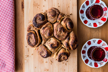 Turkish Hashasli corek / Pastry with poppy seeds and tea