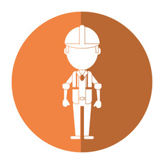 construction man wearing vest helmet protection shadow vector illustration eps 10