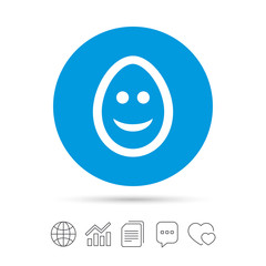 Smile egg face sign icon. Smiley symbol.