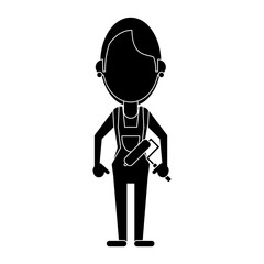woman painter with roller pictogram vector illustration eps 10
