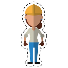 construction woman helmet gloves-cut line vector illustration eps 10