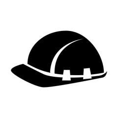 black silhouette worker helmet icon vector illustration