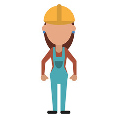 construction woman with overalls uniform vector illustration