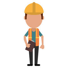 foreman construction helmet vest and clipboard vector illustration