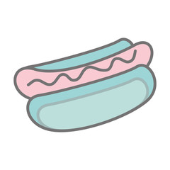 silhouette pastel color hotdog with sauce vector illustration