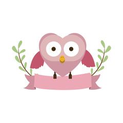 pink bird shaped heart icon image, vector illustration