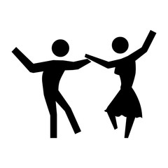 Fototapeta na wymiar black silhouette pictogram people dancing vector illustration