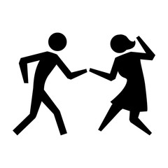 black silhouette pictogram couple dancing vector illustration