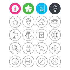GPS navigation icons. Car and Ship transport.