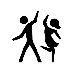 black silhouette pictogram couple dancing vector illustration