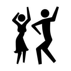 monochrome silhouette pictogram couple enjoy a party vector illustration