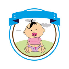circular border with label and baby boy vector illustration