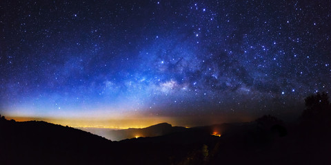 Panorama Milky Way Galaxy at Doi inthanon Chiang mai, Thailand.