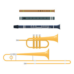 Wind musical instruments vector.