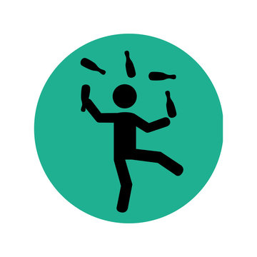 recommend clip art: circular silhouette with circus juggler vector illustration