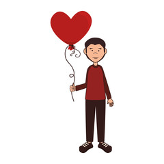 man avatar with heart balloon character silhouette icon vector illustration design