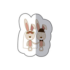 rabbits married icon image, vector illustration design